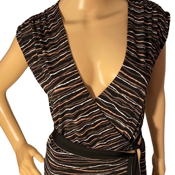 BCBGMAXAZRIA | BLACK & BROWN WRAP DRESS SZ S - Picture 7 of 15